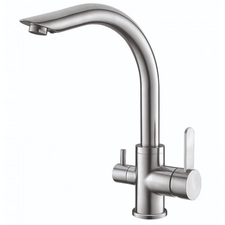 Кухонный смеситель на две воды Koer KI-72019-02 KR4796 из нержавеющей стали Кухонный смеситель на две воды Koer KI-72019-02 KR4796 из нержавеющей стали